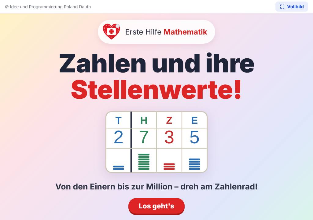 Startbild der App Stellenwerttafel